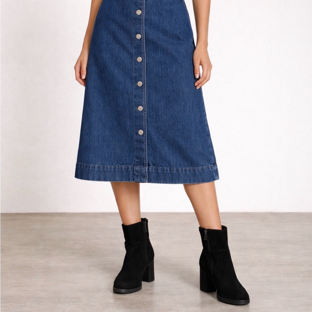 Vintage 90’s Denim Button-Front Skirt junior size 5